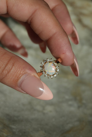14K OPAL & DIAMOND RING