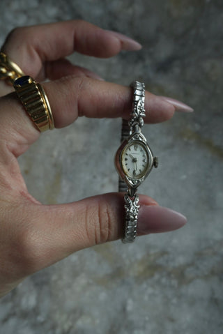 Caravelle Cutie - Silvertone Stretchband Watch