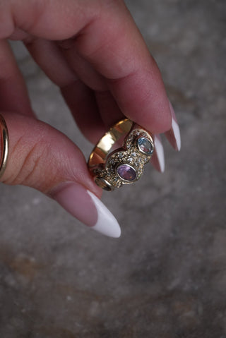 Pastel Dream - Vermeil Gemstone Trilogy Ring Size 7