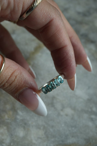 River Bend - Sterling Ring with Topaz Row Size 8