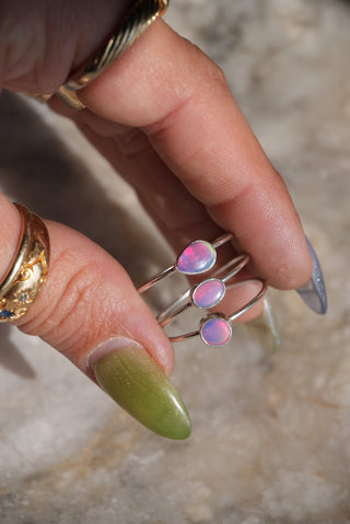 PINK JELLY OPAL RING SET (3) SZ 11