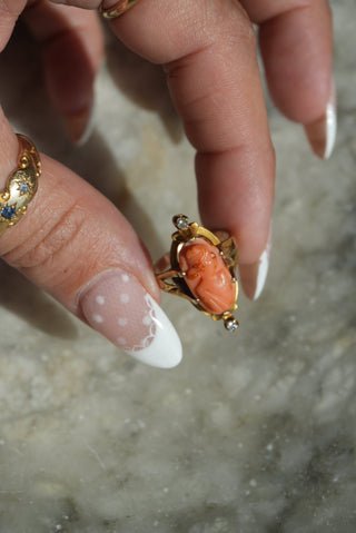 10K HAND CARVED CAMEO RING
