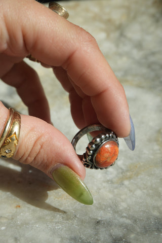 ORANGE JASPER RING SZ 6
