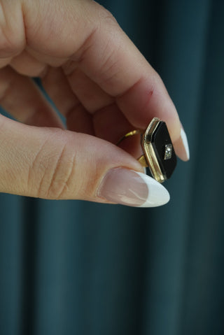 10K ONYX & DIAMOND RING