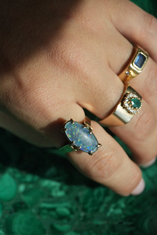 14K BLUE OPAL RING