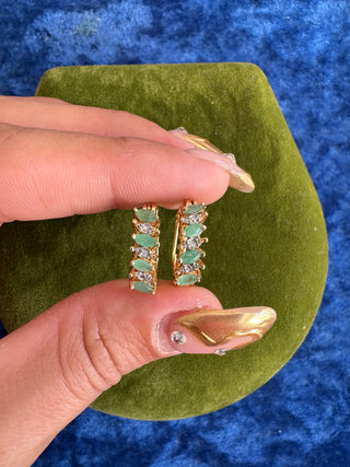 EMERALD HUGGIE HOOPS