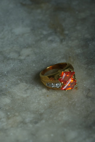 JUICYFRUIT - VERMEIL ORANGE STONE RING SZ 7