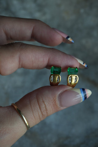 14k GREEN HUGGIE HOOPS