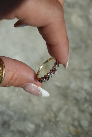 14K RED SPINEL & DIAMOND BAND