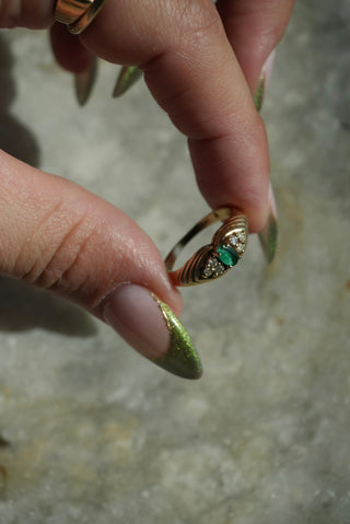 14k Emerald & Diamond Ring