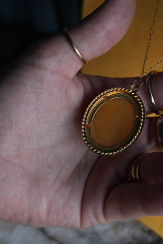 Pumpkin Scarab - Goldfill Necklace with Carved Stone