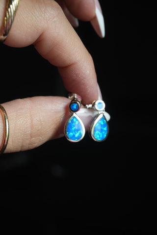 Tear Drops - Sterling Opal Inlay Earrings