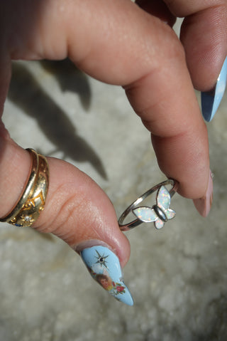 OPAL BUTTERFLY RING SZ 9