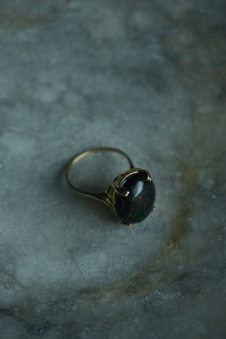 14K BLACK OPAL RING