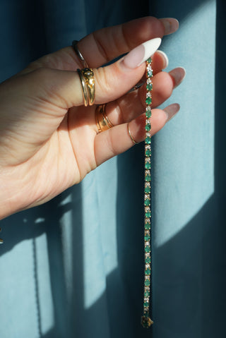 14K EMERALD TENNIS BRACELET