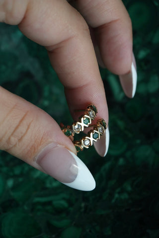 10K EMERALD & DIAMOND EARRINGS