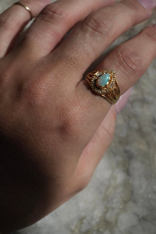 10k Opal & Diamond Ring