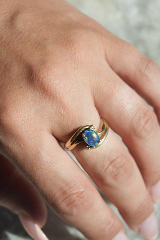 14K BLUE OPAL RING