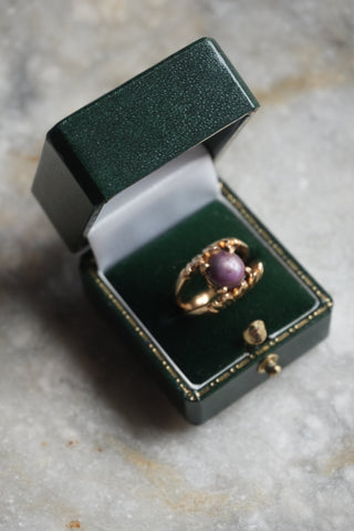 14k Brutalist Star Ruby Ring