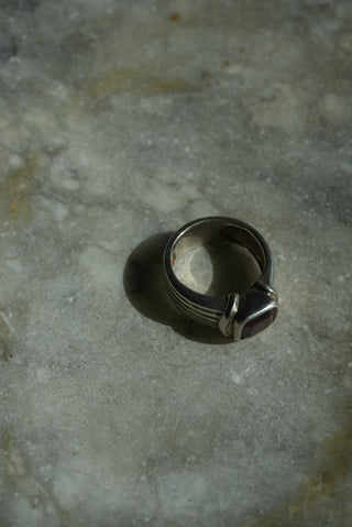 The Gambler - Sterling Garnet Ring Size 7.5