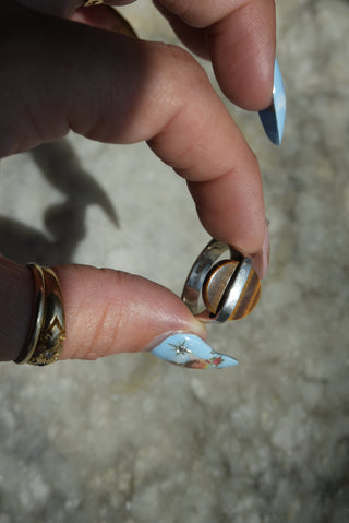 MODERNIST TIGERS EYE RING SZ 7