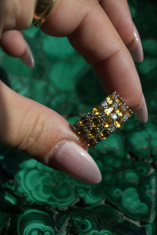 Honeycomb - Sterling Citrine Ring Size 10.5