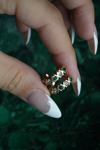 10K EMERALD & DIAMOND EARRINGS