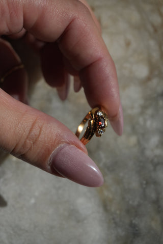 14k Garnet & Diamond Ring