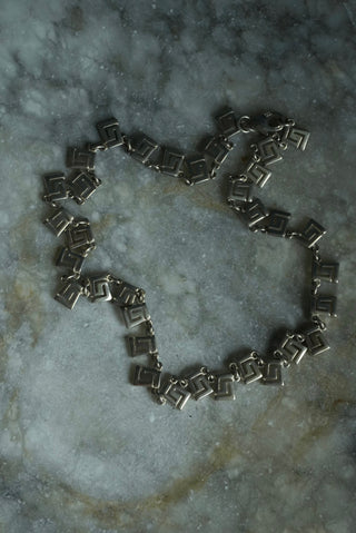 STERLING SILVER GREEK KEY CHOKER NECKLACE