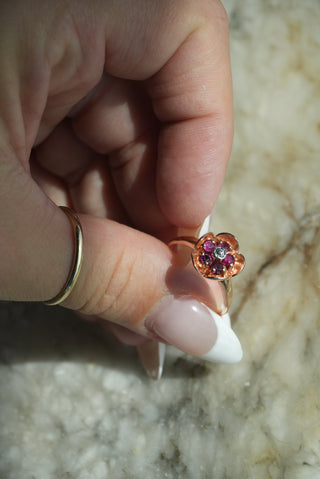 14K ROSE GOLD FLOWER RING