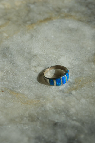BLUE OPAL INLAY RING SZ 6