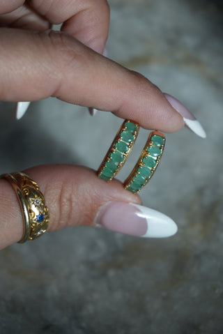 EMERALD HOOPS 14K
