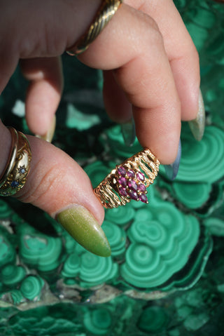 14K RUBY CLUSTER RING