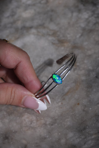 Mermaid Scale - Sterling Stacked Opal Cuff Bracelet