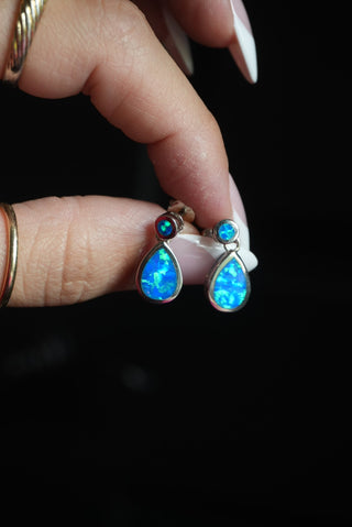 Tear Drops - Sterling Opal Inlay Earrings