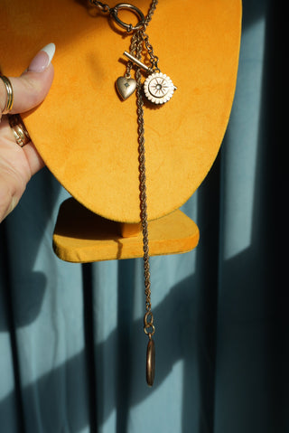 ANTIQUE GOLD FILL LARIAT NECKLACE