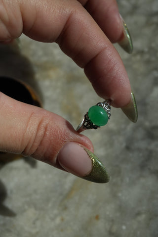 Jade Verde - Sterling Cabochon Ring Size 8