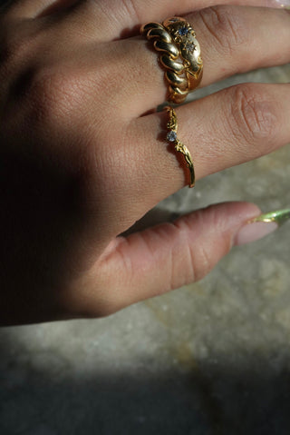 High Fae - Vermeil Leaf Motif Band Size 11.5