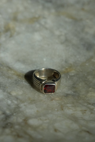 The Gambler - Sterling Garnet Ring Size 7.5