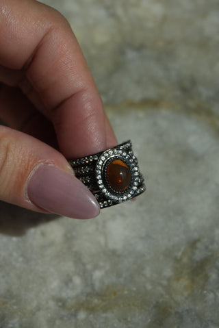 Cherry Red - Sterling Wide Pave Ring Size 6
