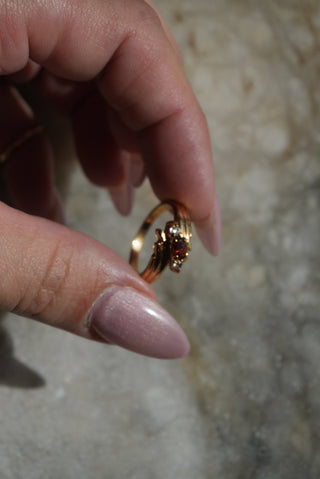 14k Garnet & Diamond Ring