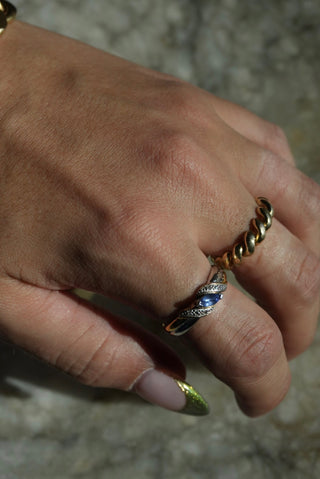 Tanzanite Twist - Dual Tone Gemstone Ring Size 9.5