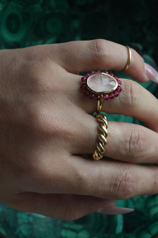 Pomegranate - Vermeil Quartz and Glass Ring Size
