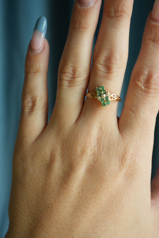 14K EMERALD FLOWER RING