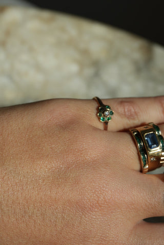 14K EMERALD FLOWER RING