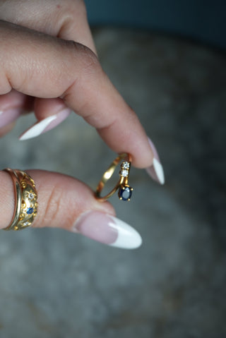 SAPPHIRE & DIAMOND RING 14K