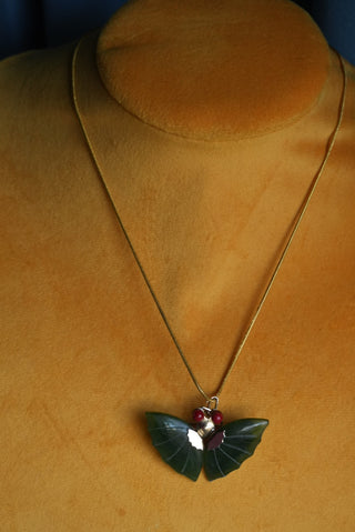 Winging It - Goldtone Moth Necklace