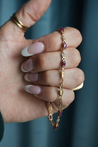 10K RUBY & DIAMOND TENNIS BRACELET