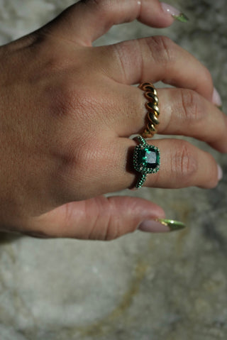 Green Goddess - Sterling Gemstone Coated Ring Size