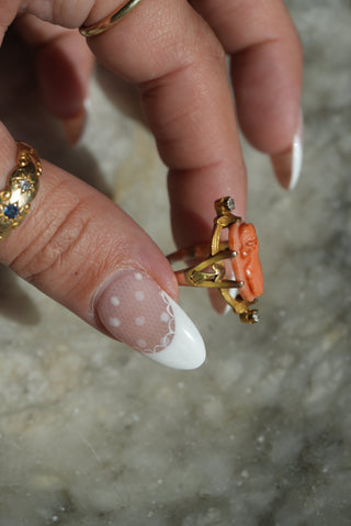 10K HAND CARVED CAMEO RING